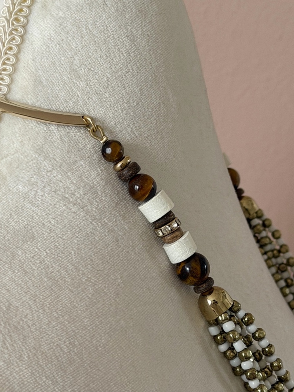 NWT Talbots Gold-Tone Multi-Strand Beaded Statement Necklace - Picture 3 of 6